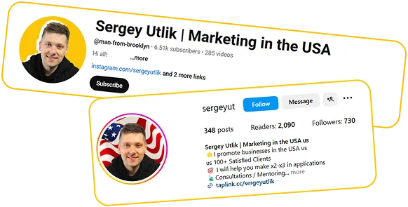 Sergey Utlik's YouTube channel and Instagram profile